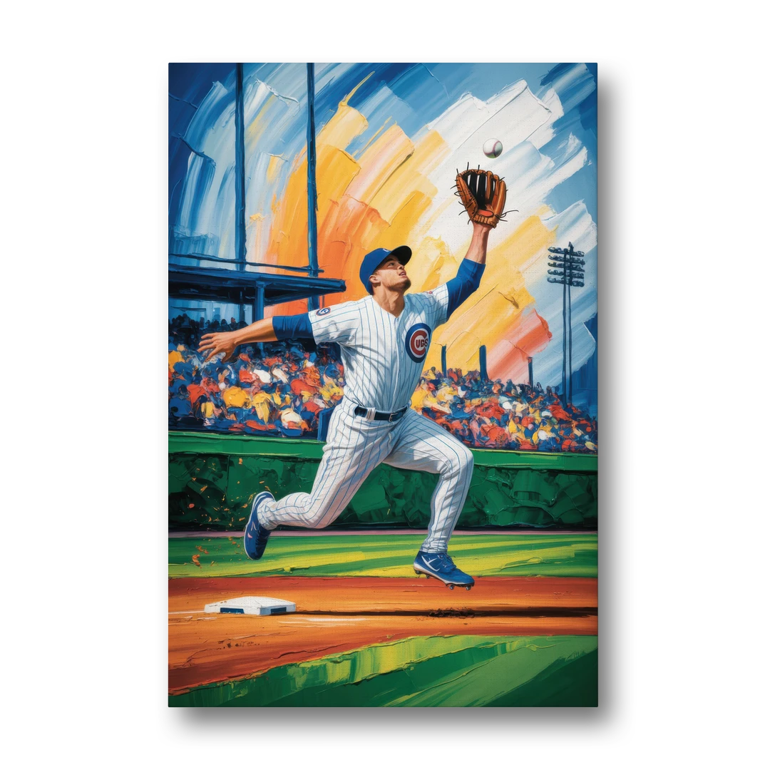 Chicago Cubs Outfield Catch - Canvas Wall Art - Front