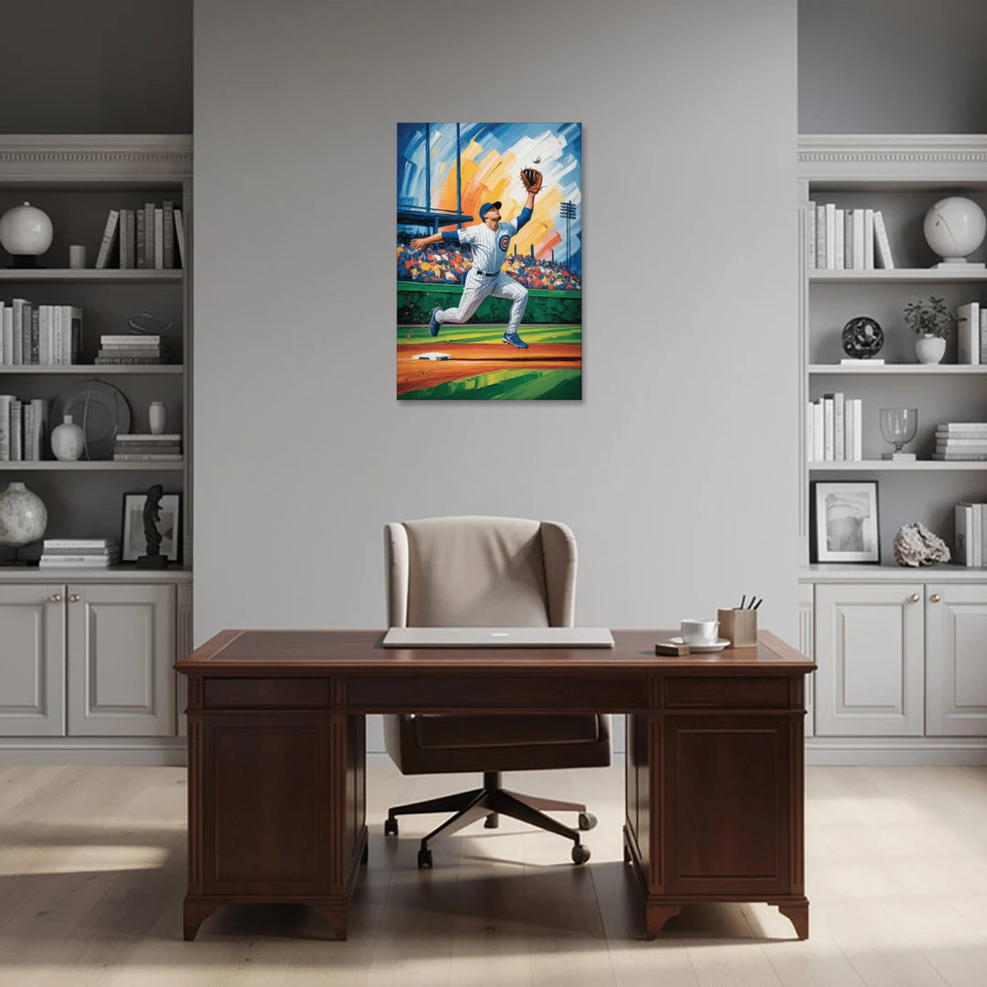 Chicago Cubs Outfield Catch - Canvas Wall Art - Office - 24x36