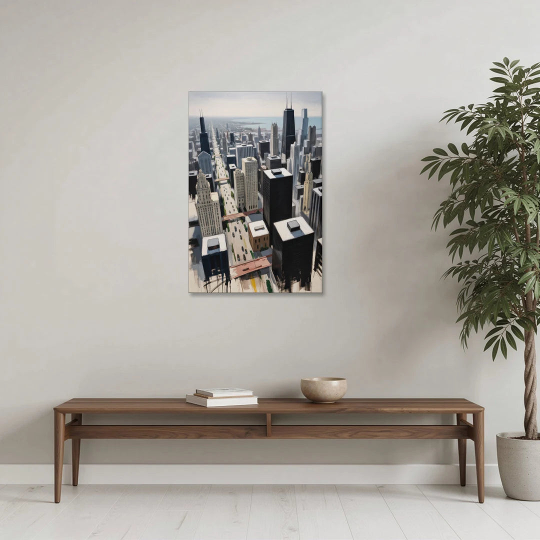 Chicago Downtown Black & White - Canvas Wall Art - Coffee Table - 24x36