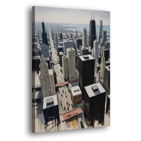 Chicago Downtown Black & White - Canvas Wall Art