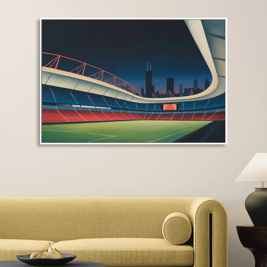 Chicago Fire FC Stadium Night Living Room - White Canvas Wall Art