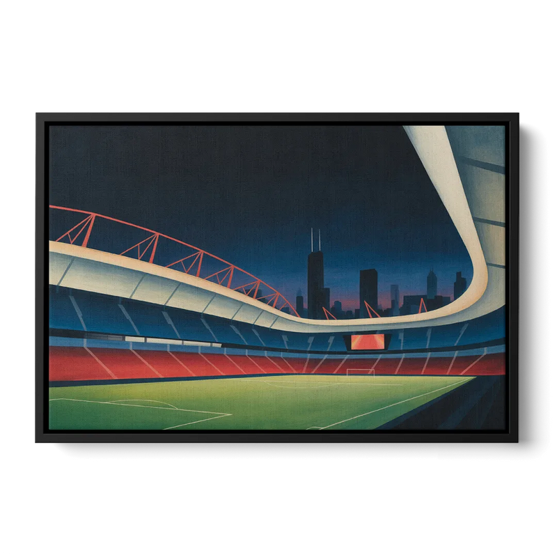 Chicago Fire FC Stadium Night Front - Black Canvas Wall Art