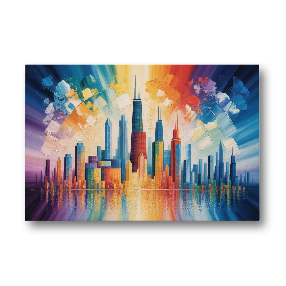 Chicago Geometric Skyline Abstraction - Canvas Wall Art - Front