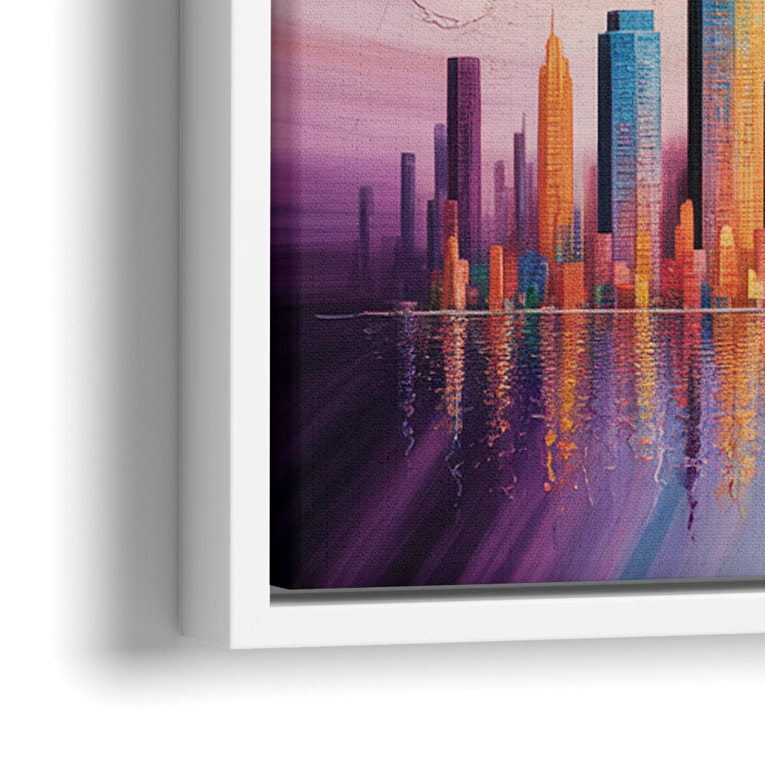 Chicago Geometric Skyline Abstraction - Close-Up White Frame Canvas