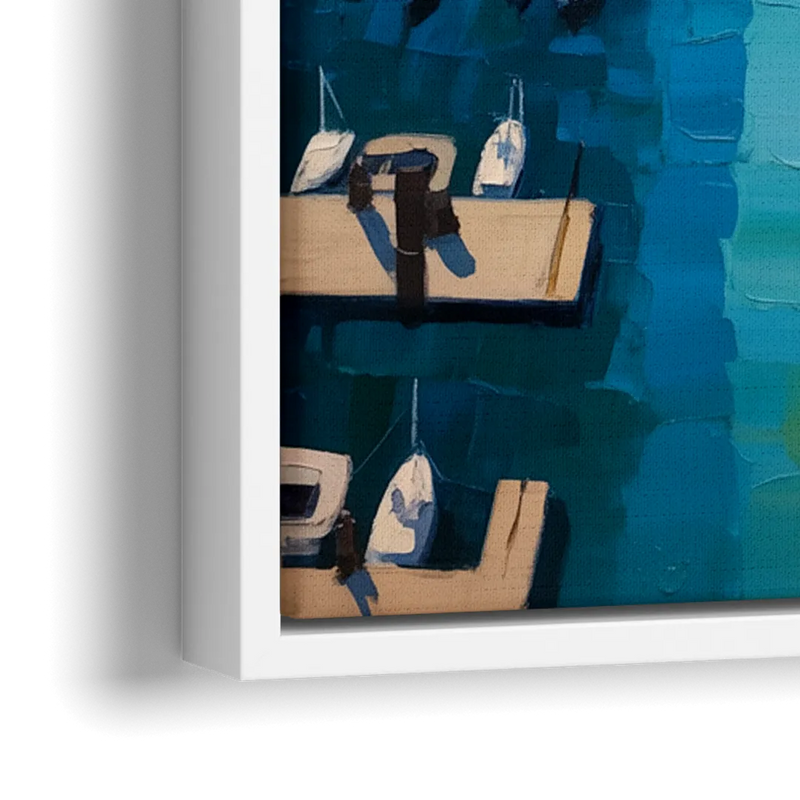 Chicago Harbor Aerial View - Close-Up White Frame Canvas