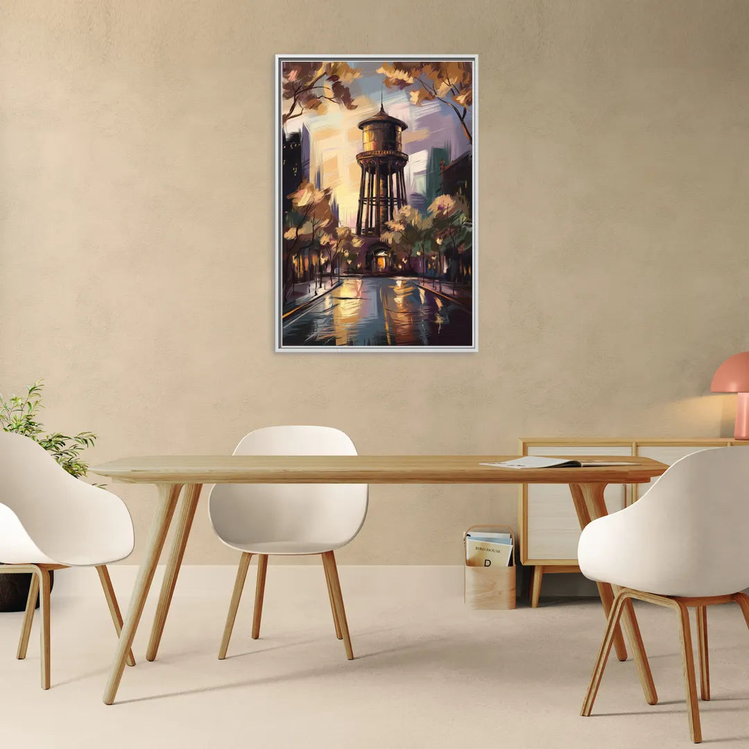 Chicago Historic Water Tower - Living Room White Frame Canvas