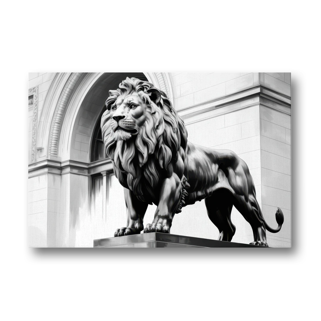 Chicago Lions at the Art Institute - Canvas Wall Art - Front