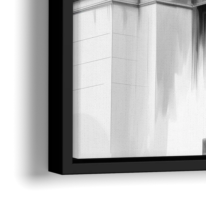 Chicago Lions at the Art Institute - Close-Up Black Frame Canvas