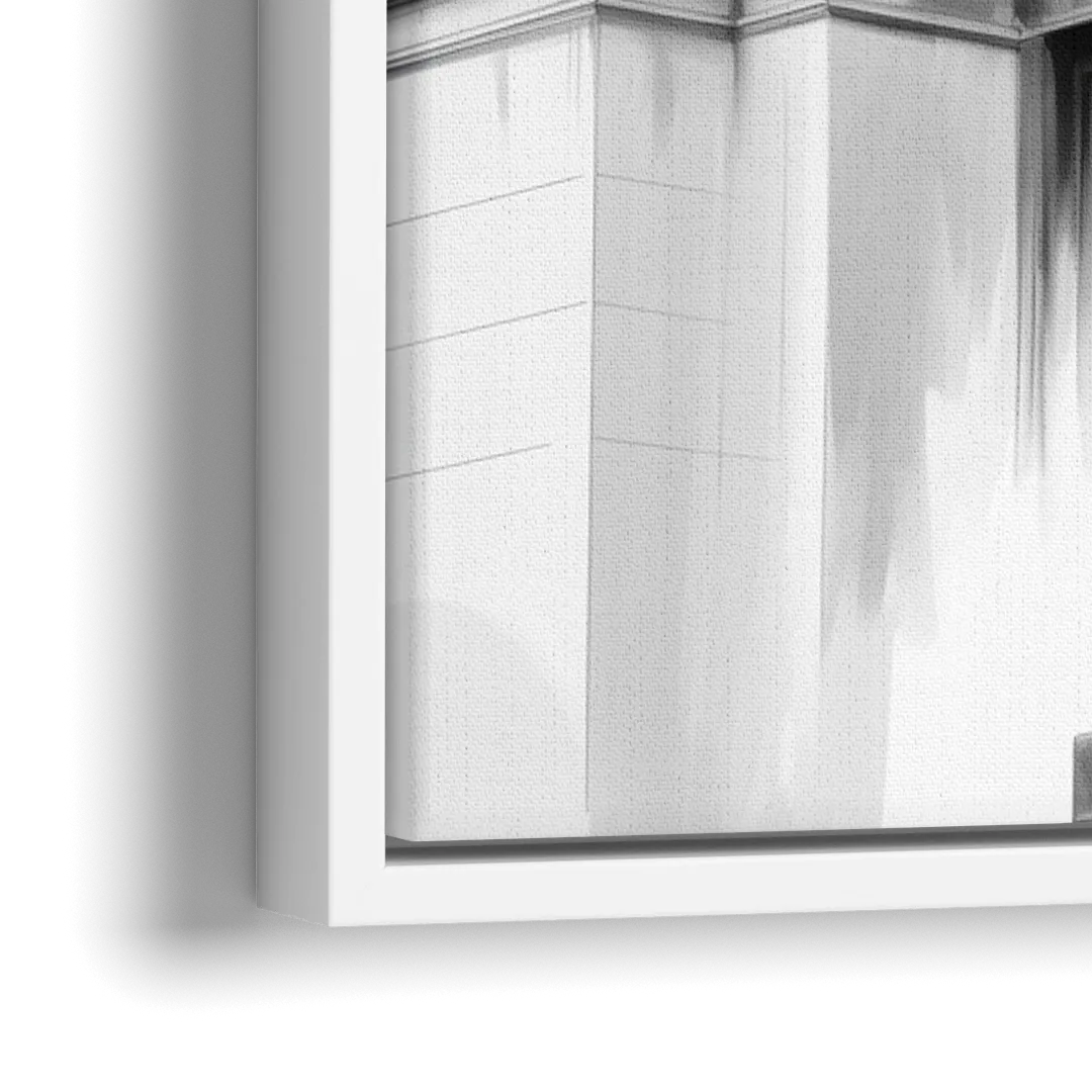 Chicago Lions at the Art Institute - Close-Up White Frame Canvas