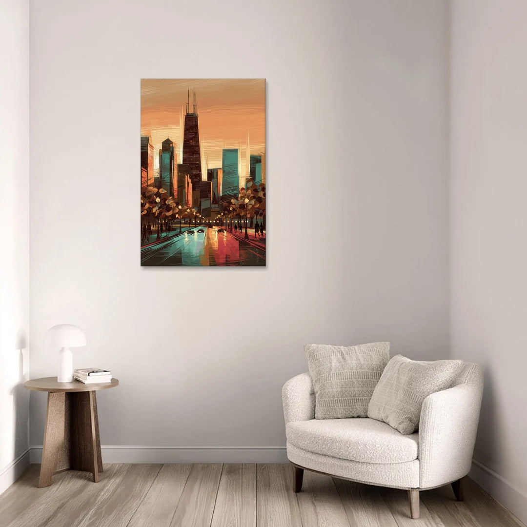 Chicago Magnificent Mile - Canvas Wall Art - Sofa - 24x36