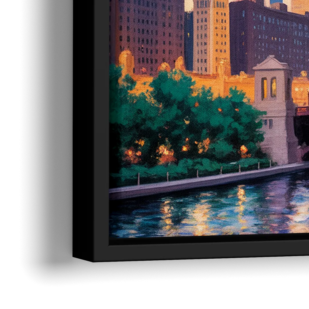 Chicago Marina City Towers Panorama - Close-Up Black Frame Canvas