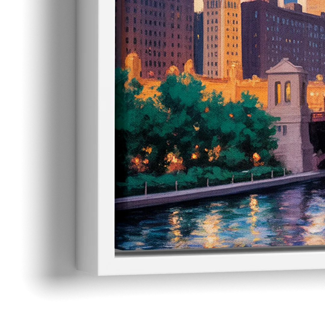 Chicago Marina City Towers Panorama - Close-Up White Frame Canvas