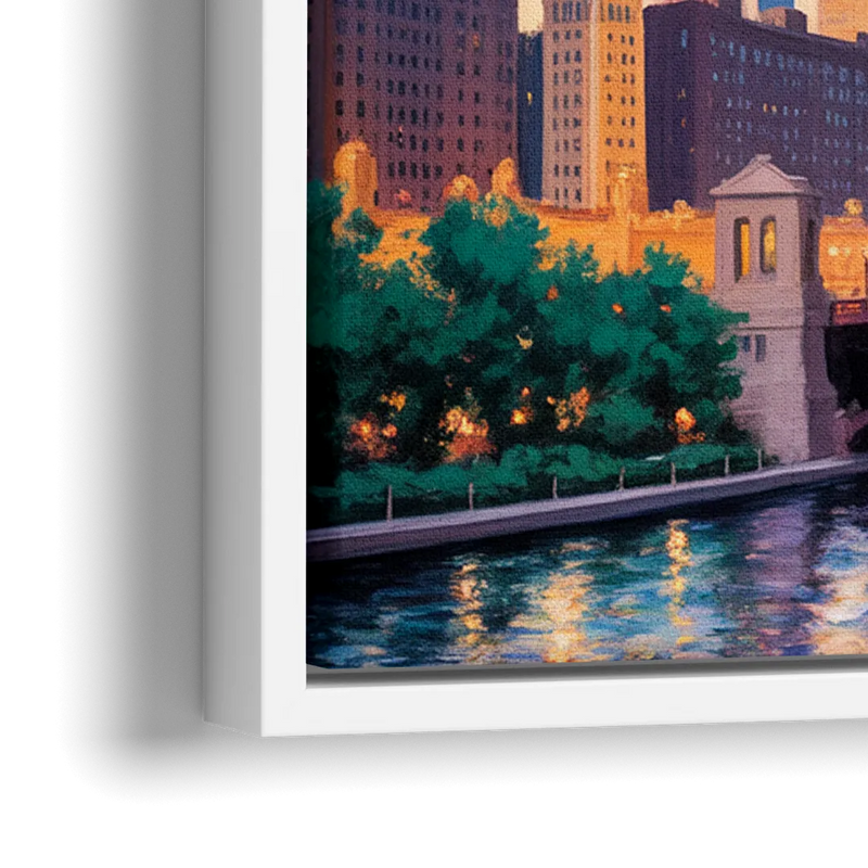 Chicago Marina City Towers Panorama - Close-Up White Frame Canvas