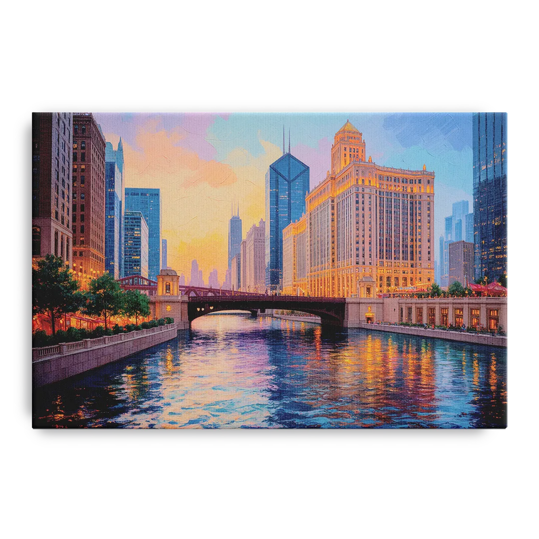 Chicago Merchandise Mart from the River - Canvas Wall Art