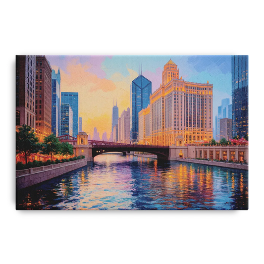 Chicago Merchandise Mart from the River - Canvas Wall Art