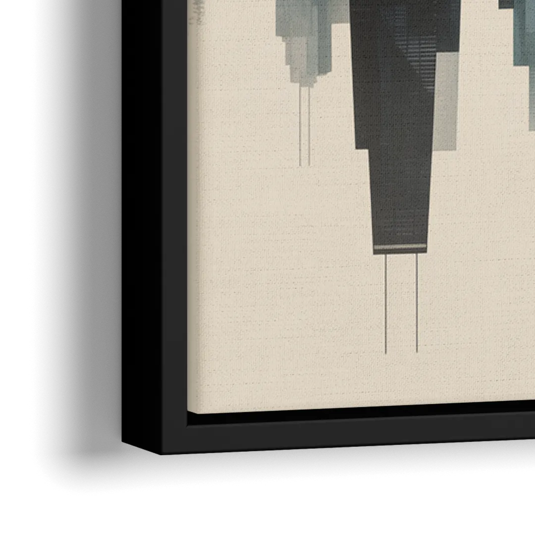 Chicago Metallic Skyline Outline - Close-Up Black Frame Canvas