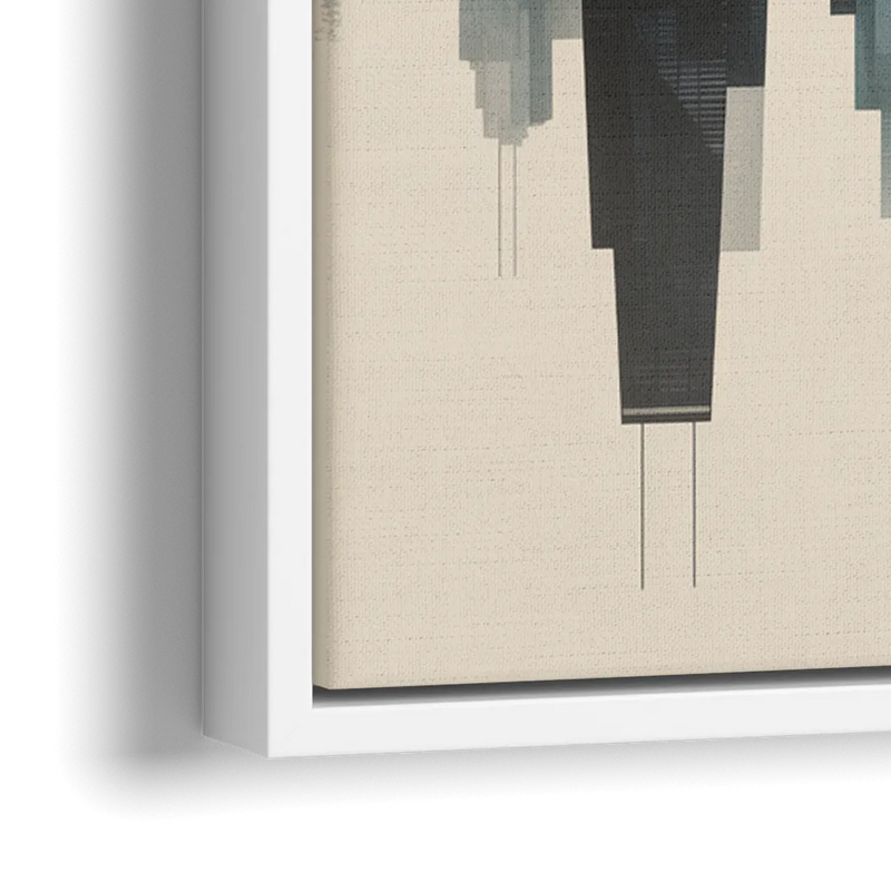 Chicago Metallic Skyline Outline - Close-Up White Frame Canvas