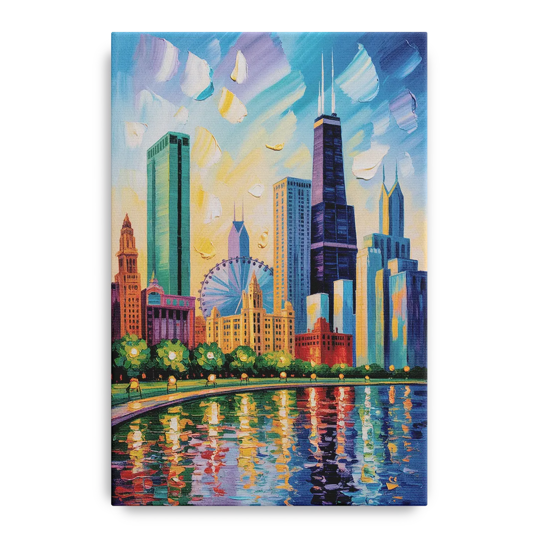 Chicago Minimal Line Art Skyline - Canvas Wall Art