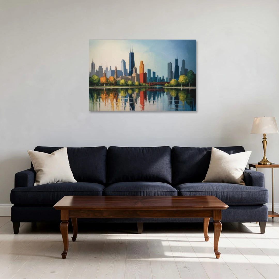 Chicago Museum Campus Skyline - Canvas Wall Art - Sofa - 36x24