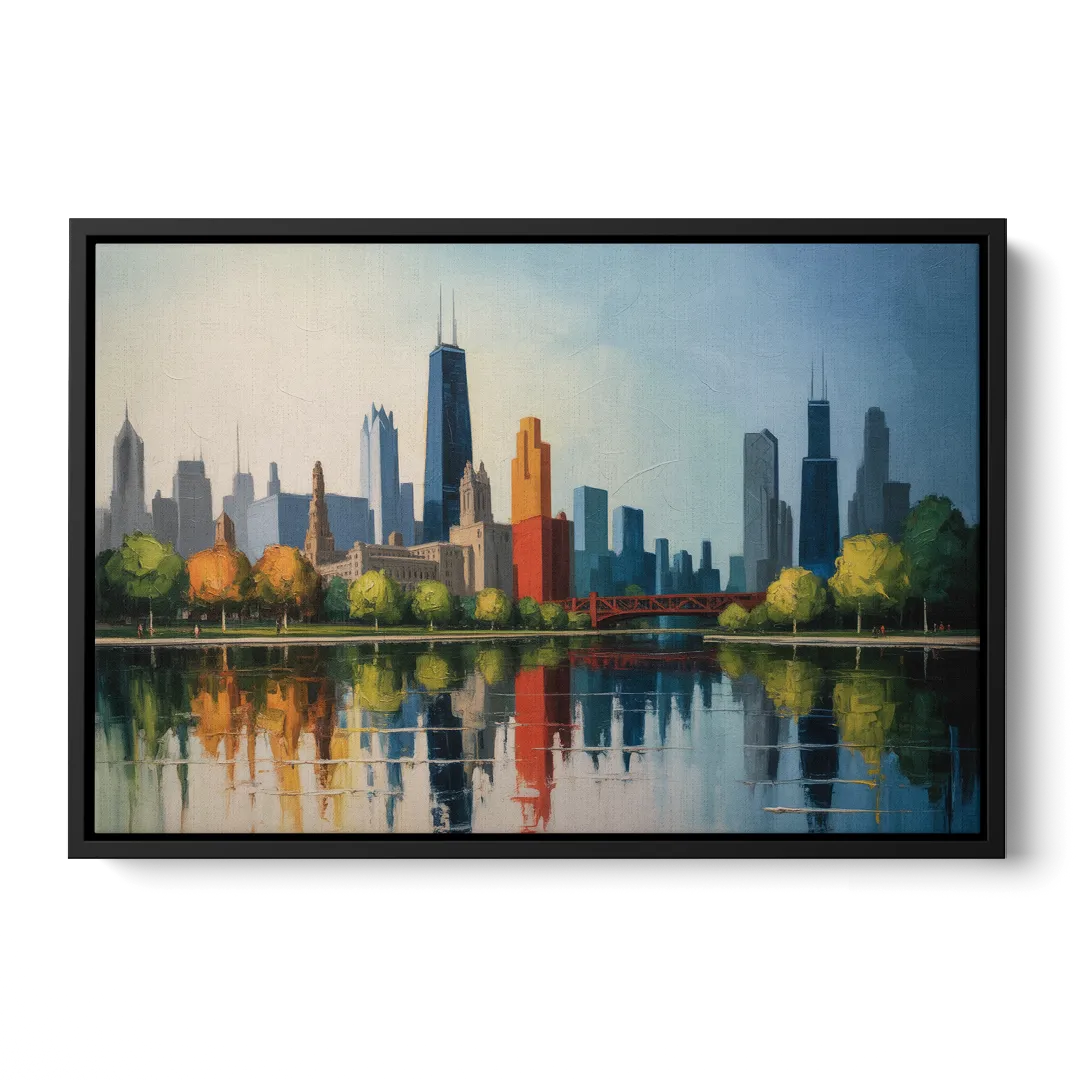 Chicago Museum Campus Skyline - Black Frame Canvas