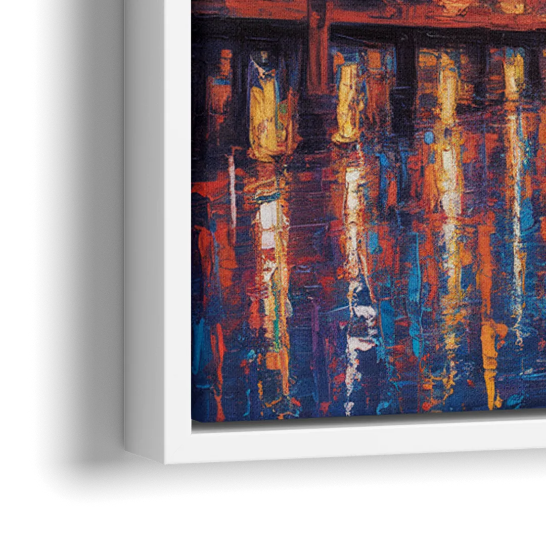 Chicago Navy Pier Fireworks Reflections - Close-Up White Frame Canvas