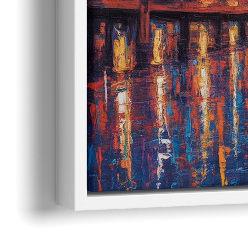 Chicago Navy Pier Fireworks Reflections - Close-Up White Frame Canvas