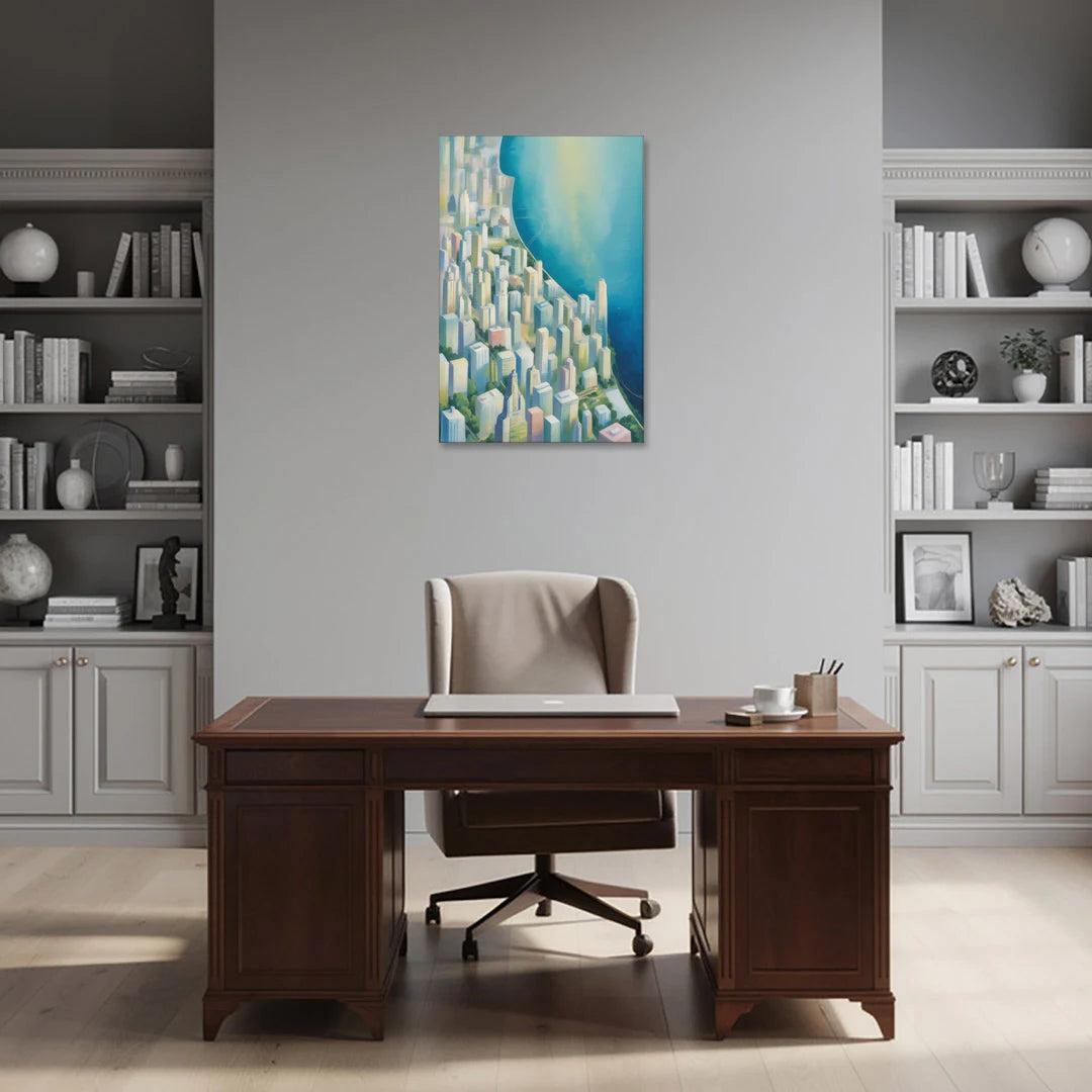 Chicago Neighborhoods Typographic Map - Canvas Wall Art - Office - 24x36