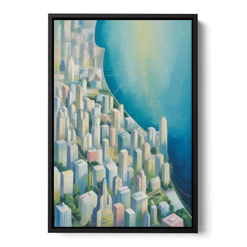 Chicago Neighborhoods Typographic Map - Black Frame Canvas