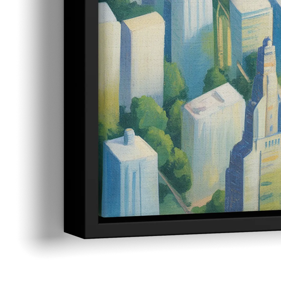 Chicago Neighborhoods Typographic Map - Close-Up Black Frame Canvas