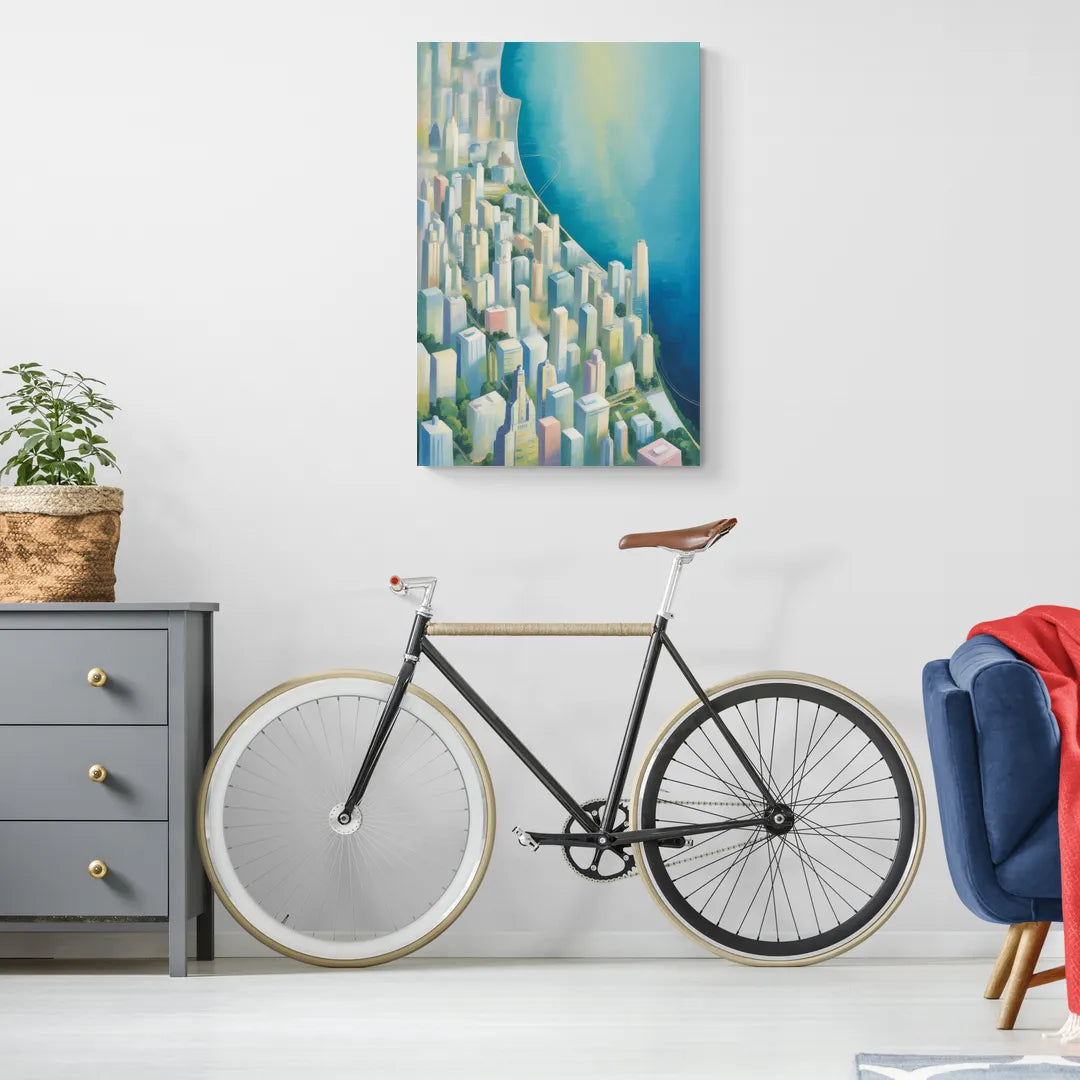 Chicago Neighborhoods Typographic Map - Canvas Wall Art Living Room