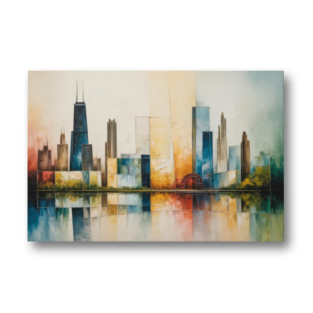 Chicago Retro Travel Poster - Canvas Wall Art - Front