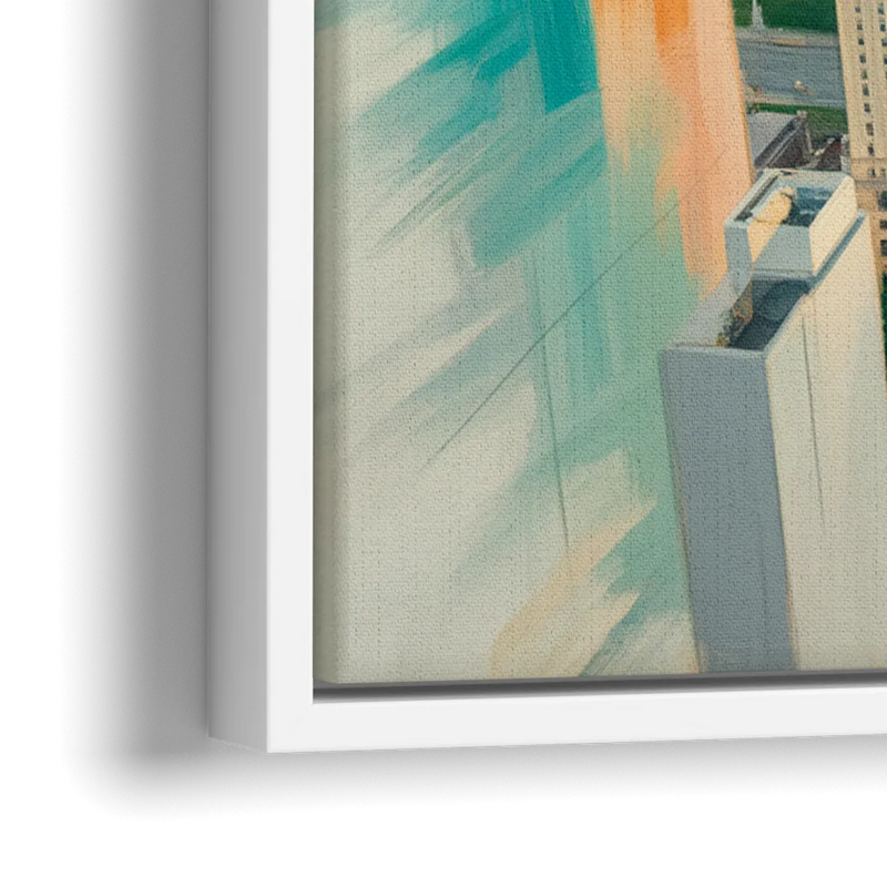 Chicago River Abstract Map - Close-Up White Frame Canvas