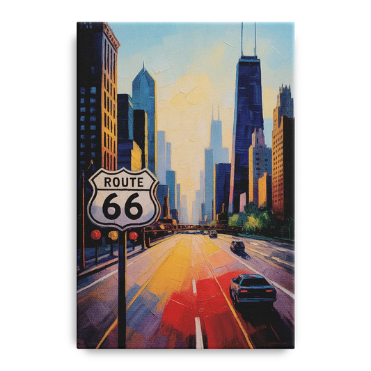 Chicago Route 66 Begins Here - Canvas Wall Art