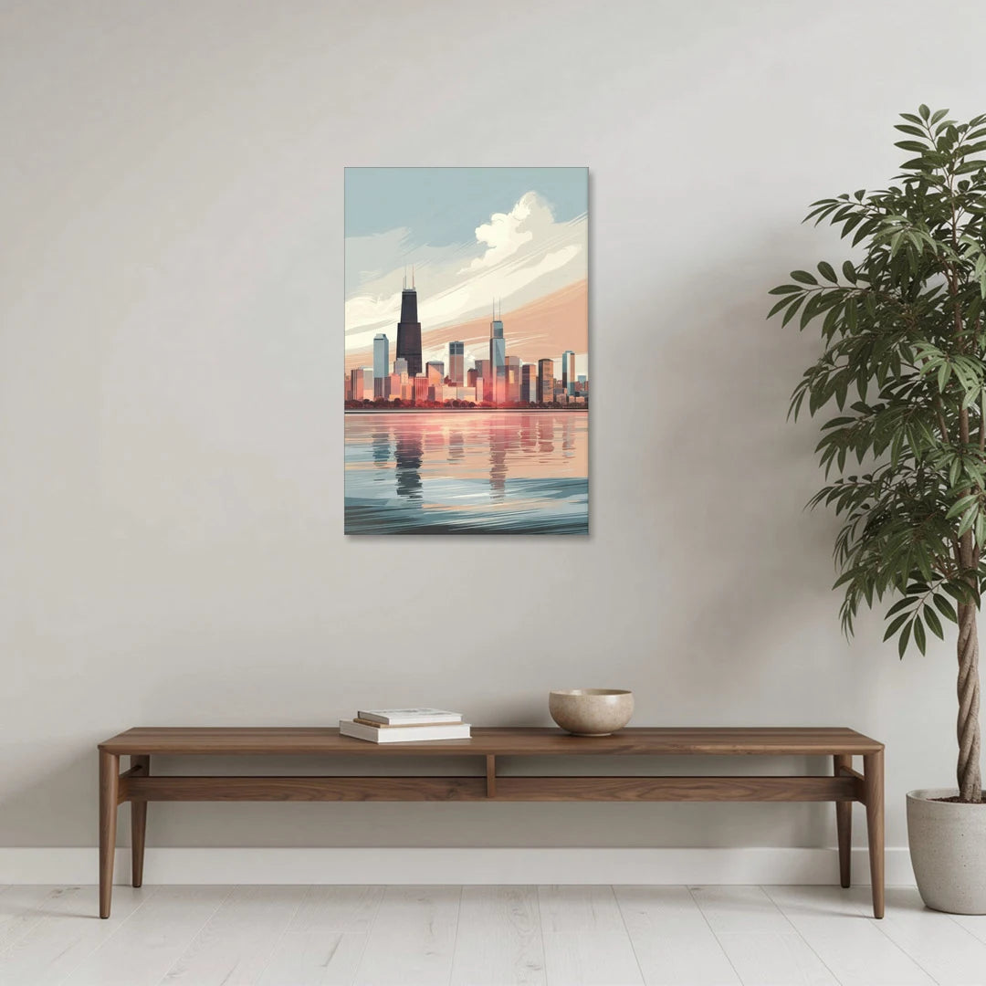 Chicago Skyline from Lake Michigan - Canvas Wall Art - Coffee Table - 24x36