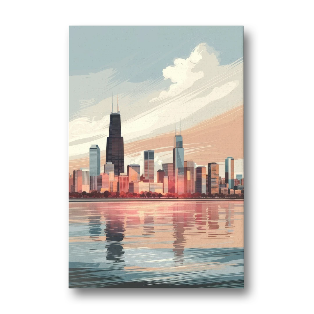 Chicago Skyline from Lake Michigan - Canvas Wall Art - Front