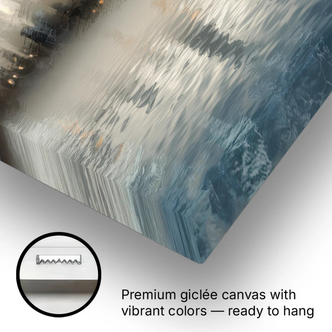 Chicago Skyline in Fog - Canvas Wall Art - Gallery Wrap Corner