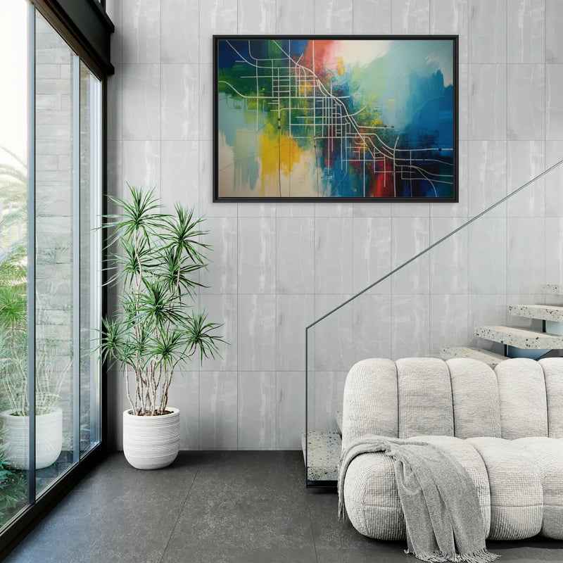 Chicago Street Names Typography - Living Room Black Frame Canvas