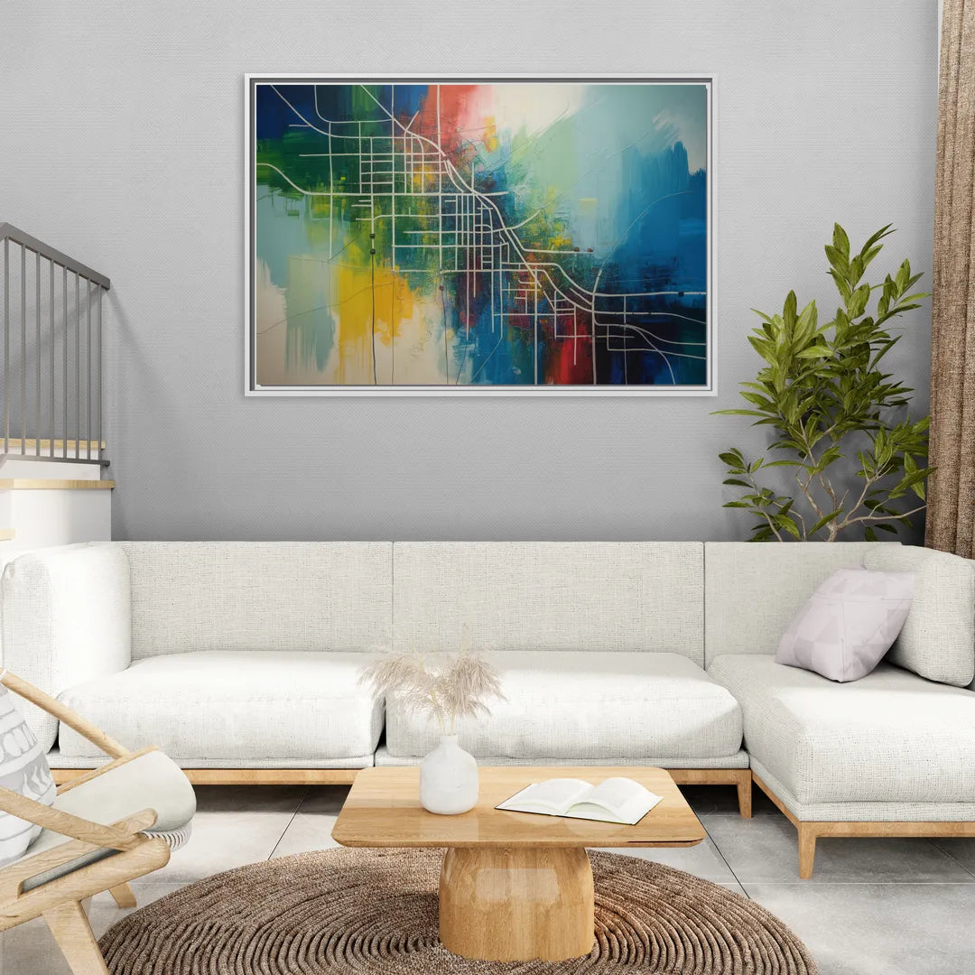 Chicago Street Names Typography - Living Room White Frame Canvas