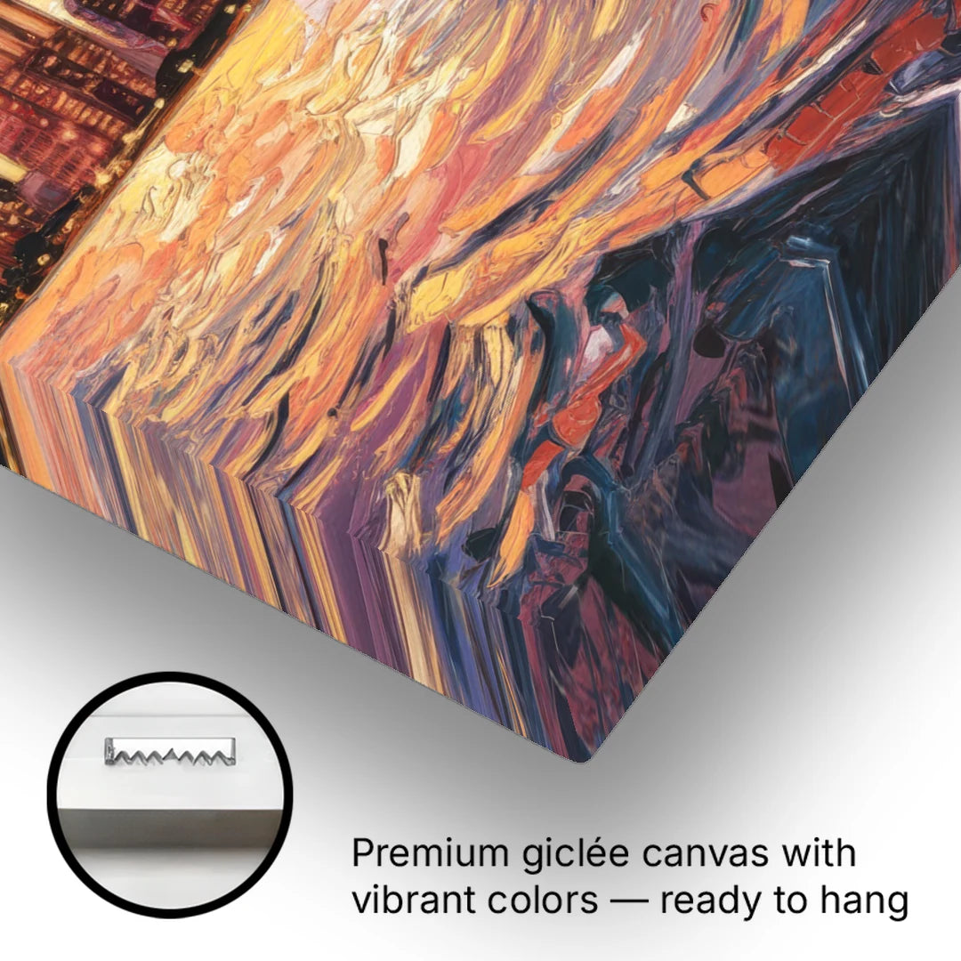 Chicago Sunset Over the Lake - Canvas Wall Art - Gallery Wrap Corner