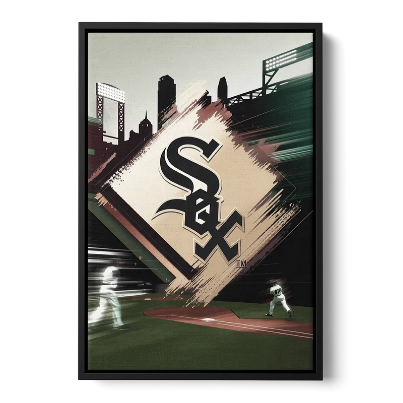 Chicago White Sox Legacy Front - Black Canvas Wall Art