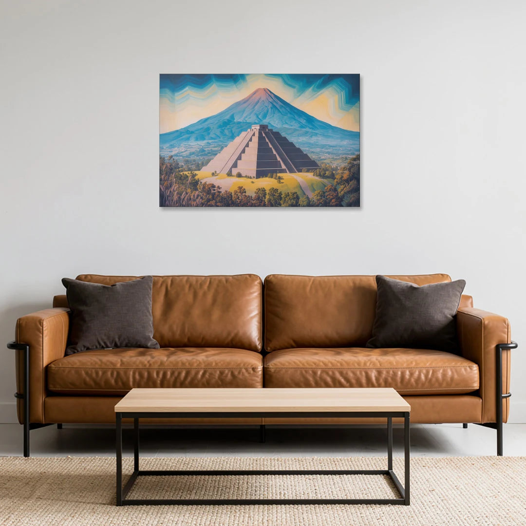 Cholula Pyramid View - Canvas Wall Art - Sofa - 36x24