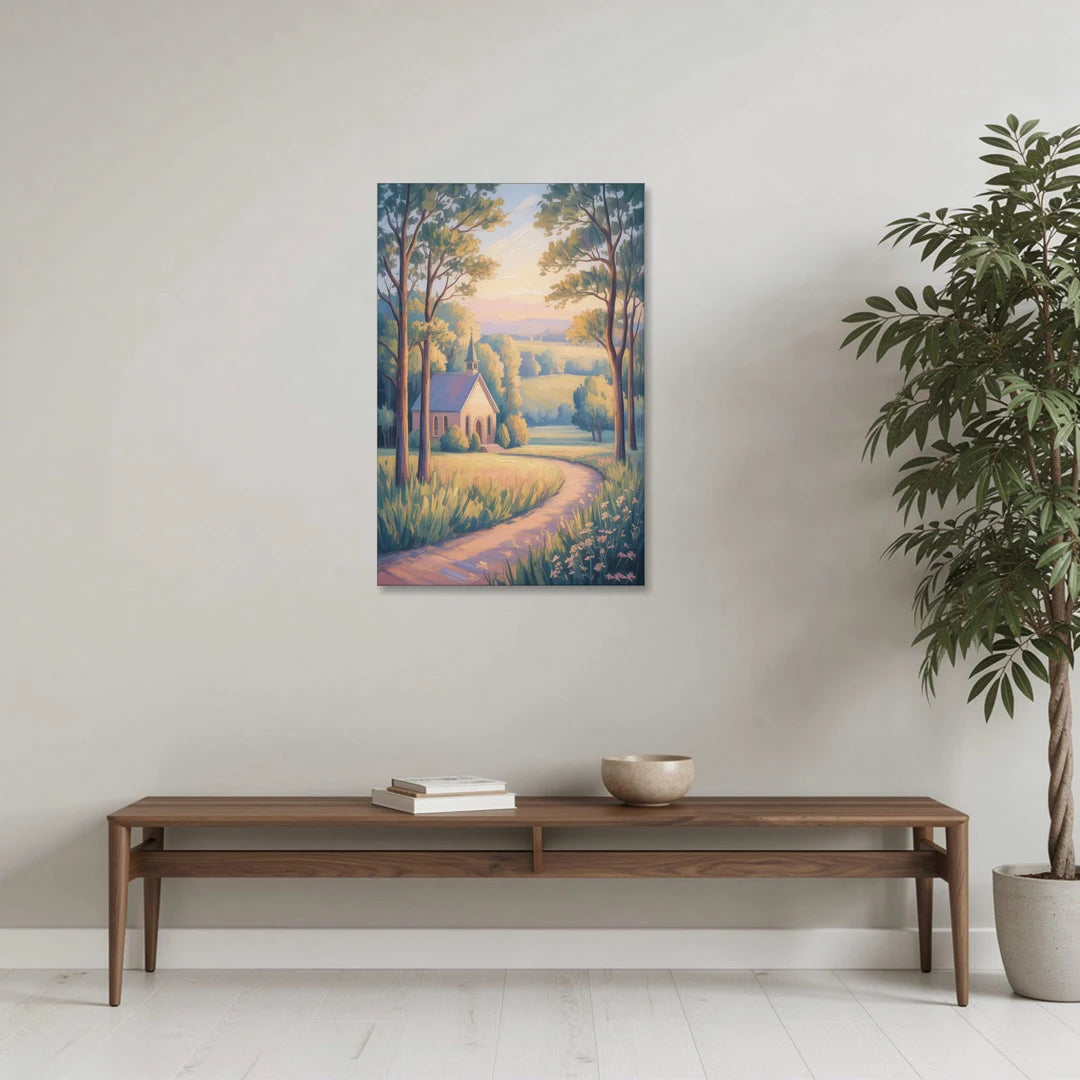 Christian Countryside Chapel - Canvas Wall Art - Coffee Table - 24x36