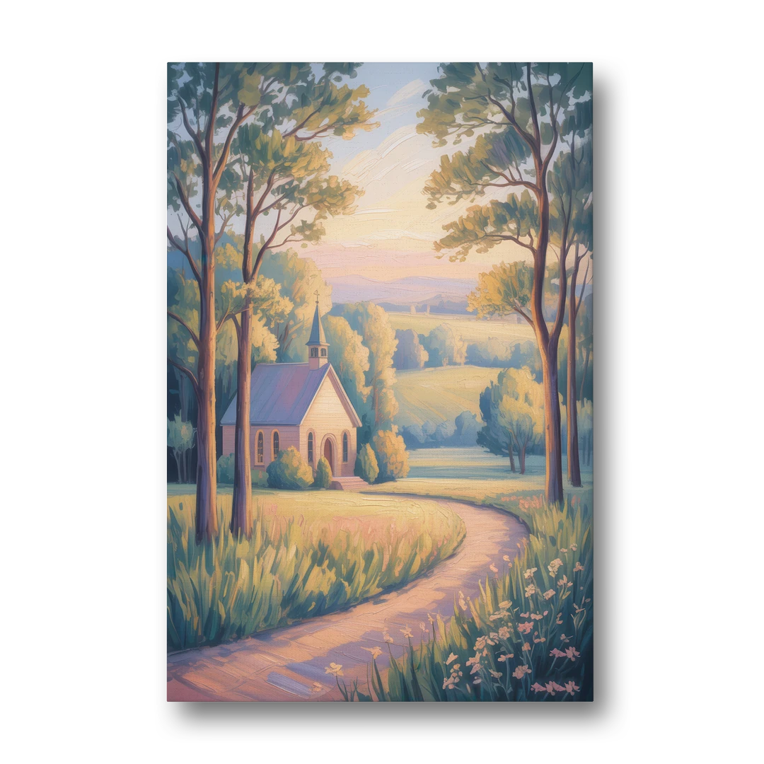 Christian Countryside Chapel - Canvas Wall Art - Front