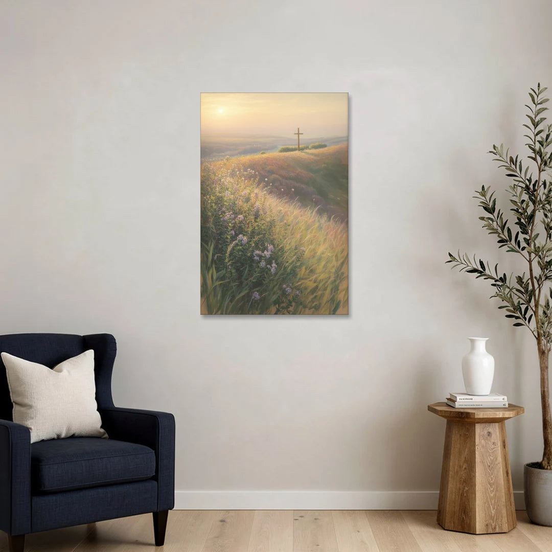 Christian Cross Landscape - Canvas Wall Art - Sofa - 24x36