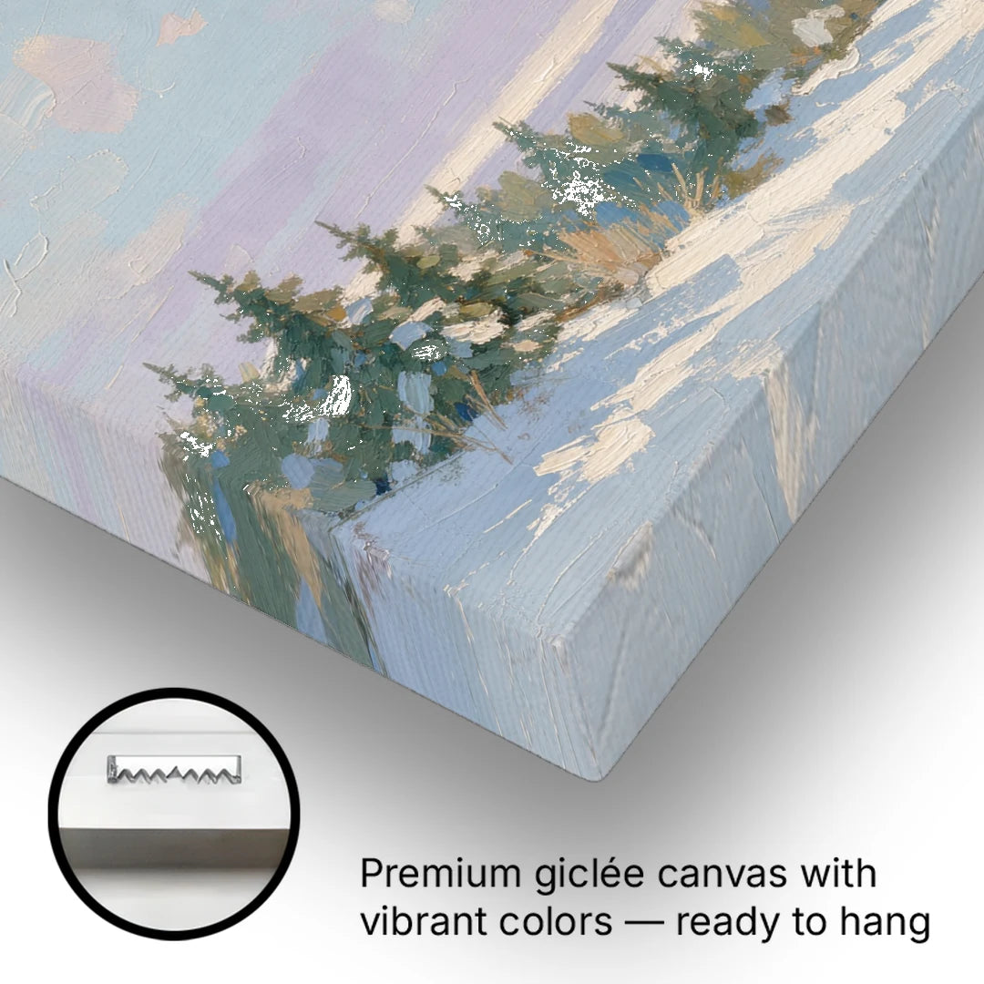 Christmas Moon Painting with Sleigh Silhouette - Canvas Wall Art - Gallery Wrap Corner