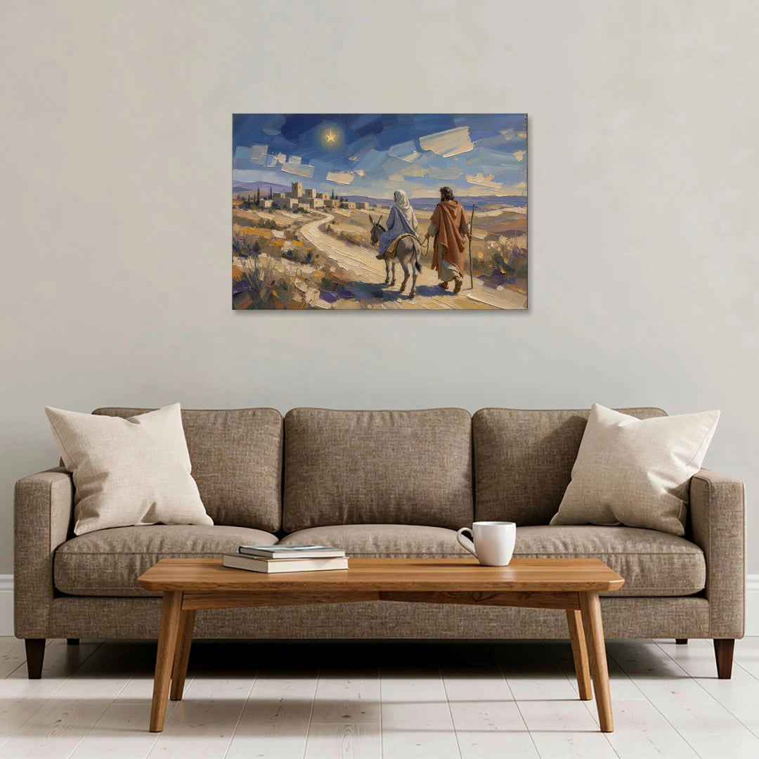 Christmas Road to Bethlehem for the Church - Canvas Wall Art - Sofa - 36x24