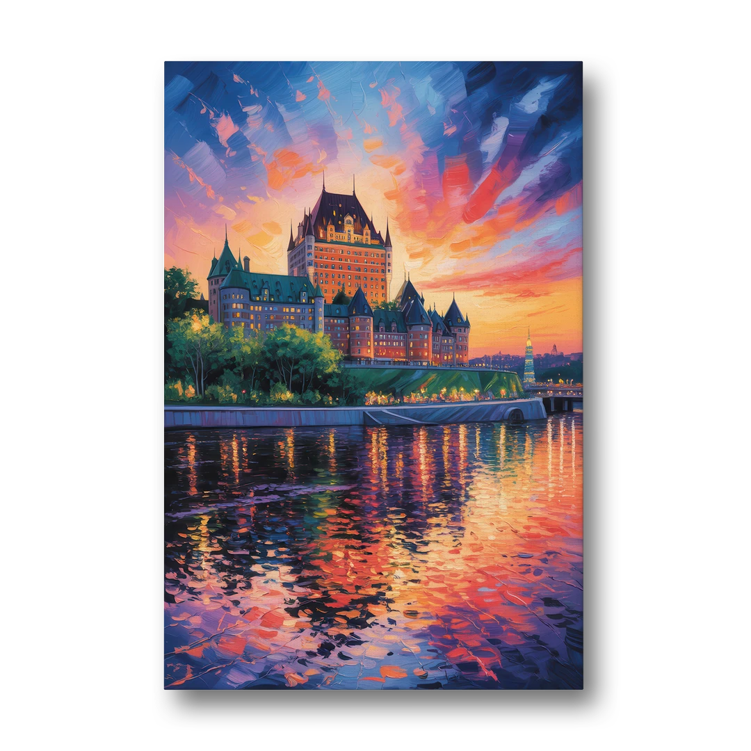 Chteau Frontenac at Sunset - Canvas Wall Art - Front