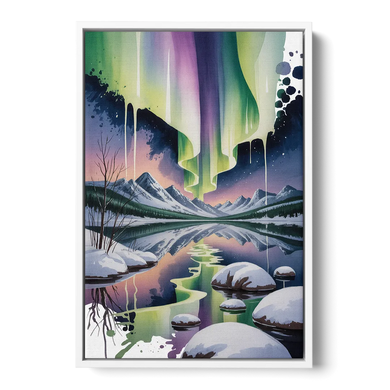 Churchill Northern Lights Front - White Canvas Wall Art