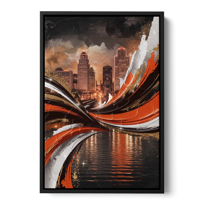 Cincinnati Bengals Championship Parade Front - Black Canvas Wall Art