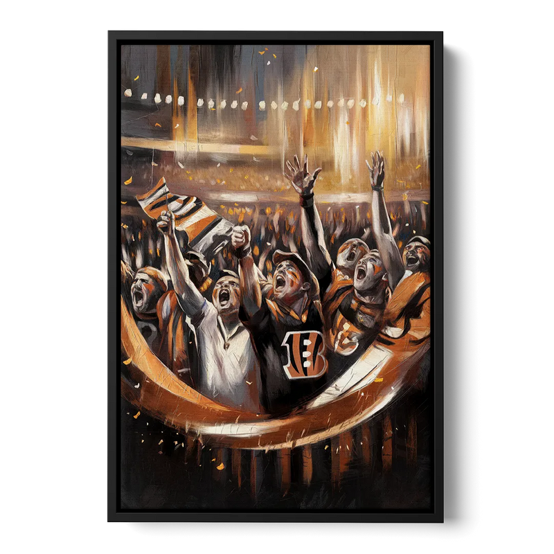 Cincinnati Bengals Fans in Action Front - Black Canvas Wall Art
